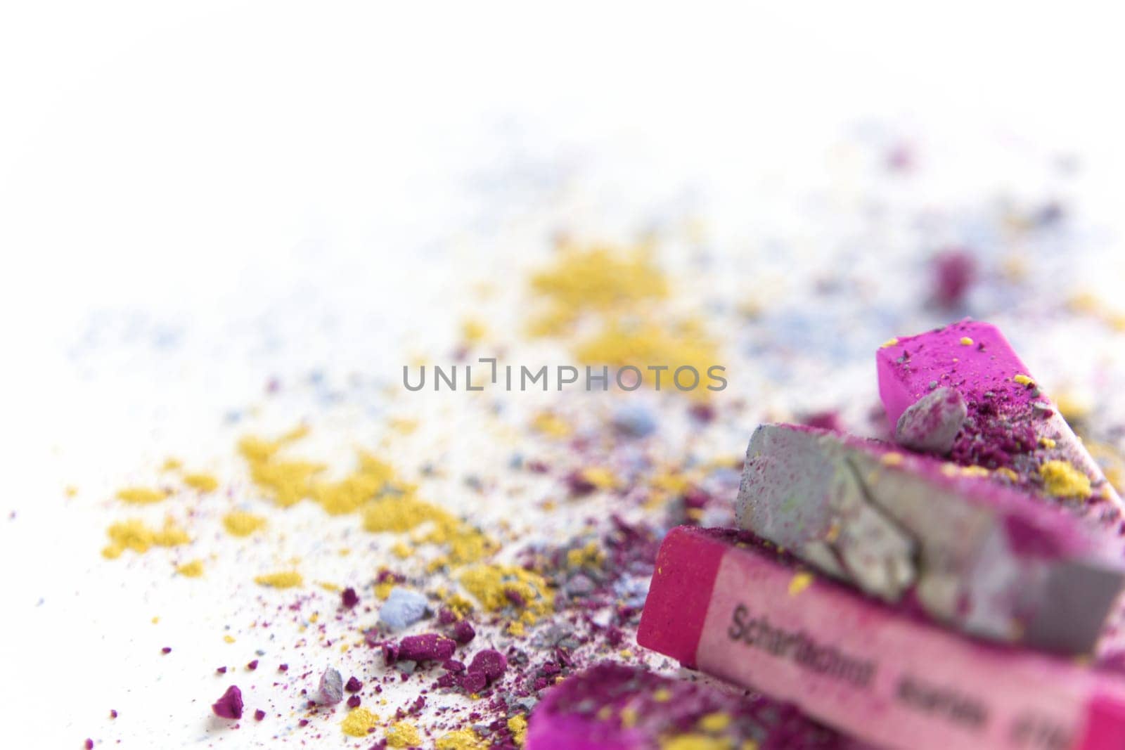 Pastel chalk pieces in different colors,used in a heap