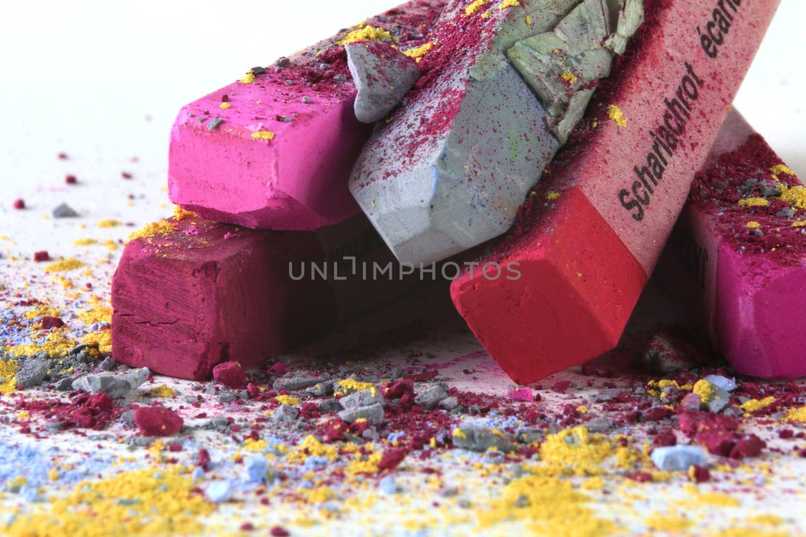 Pastel chalk pieces in different colors,used in a heap