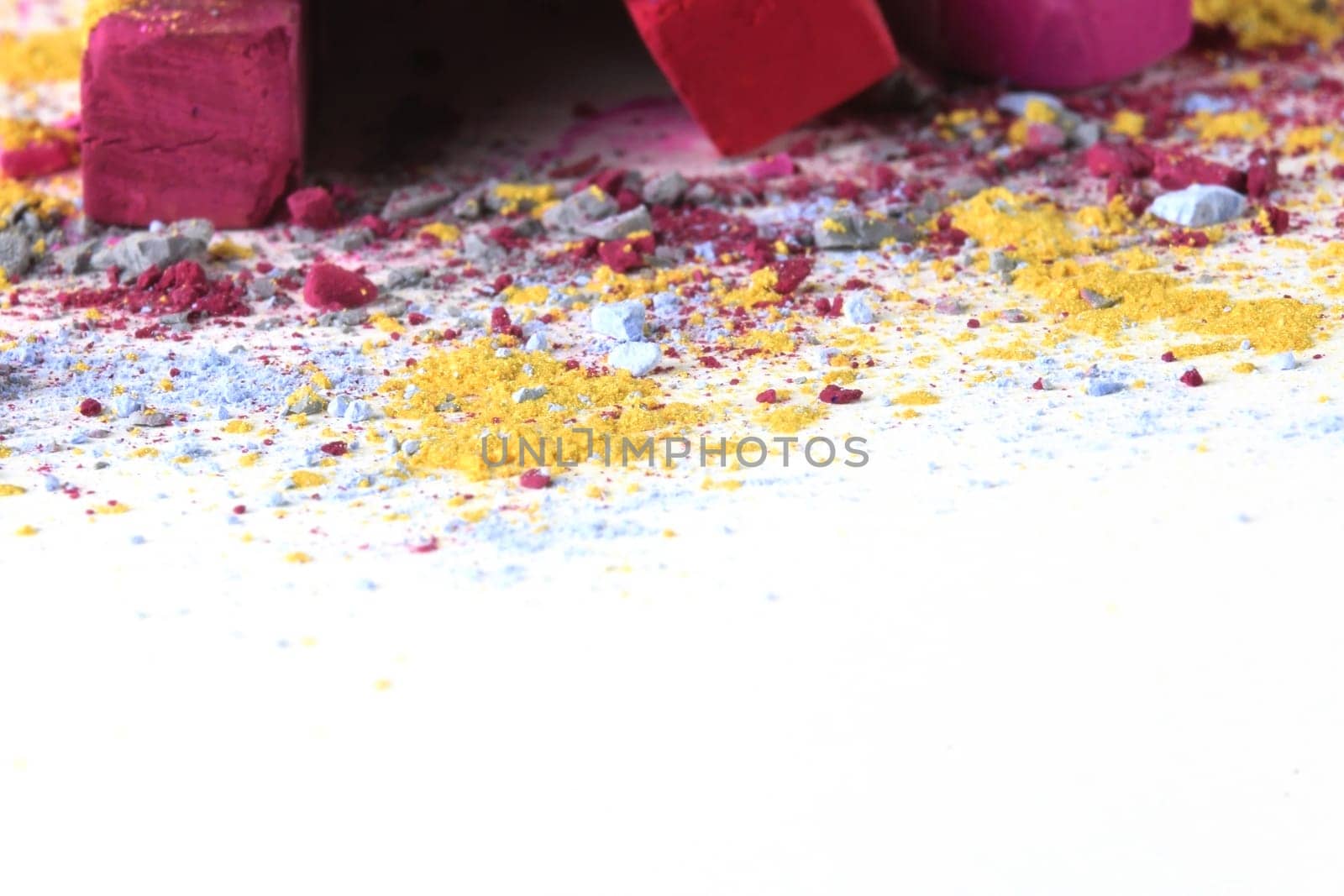 Pastel chalk pieces in different colors,used in a heap