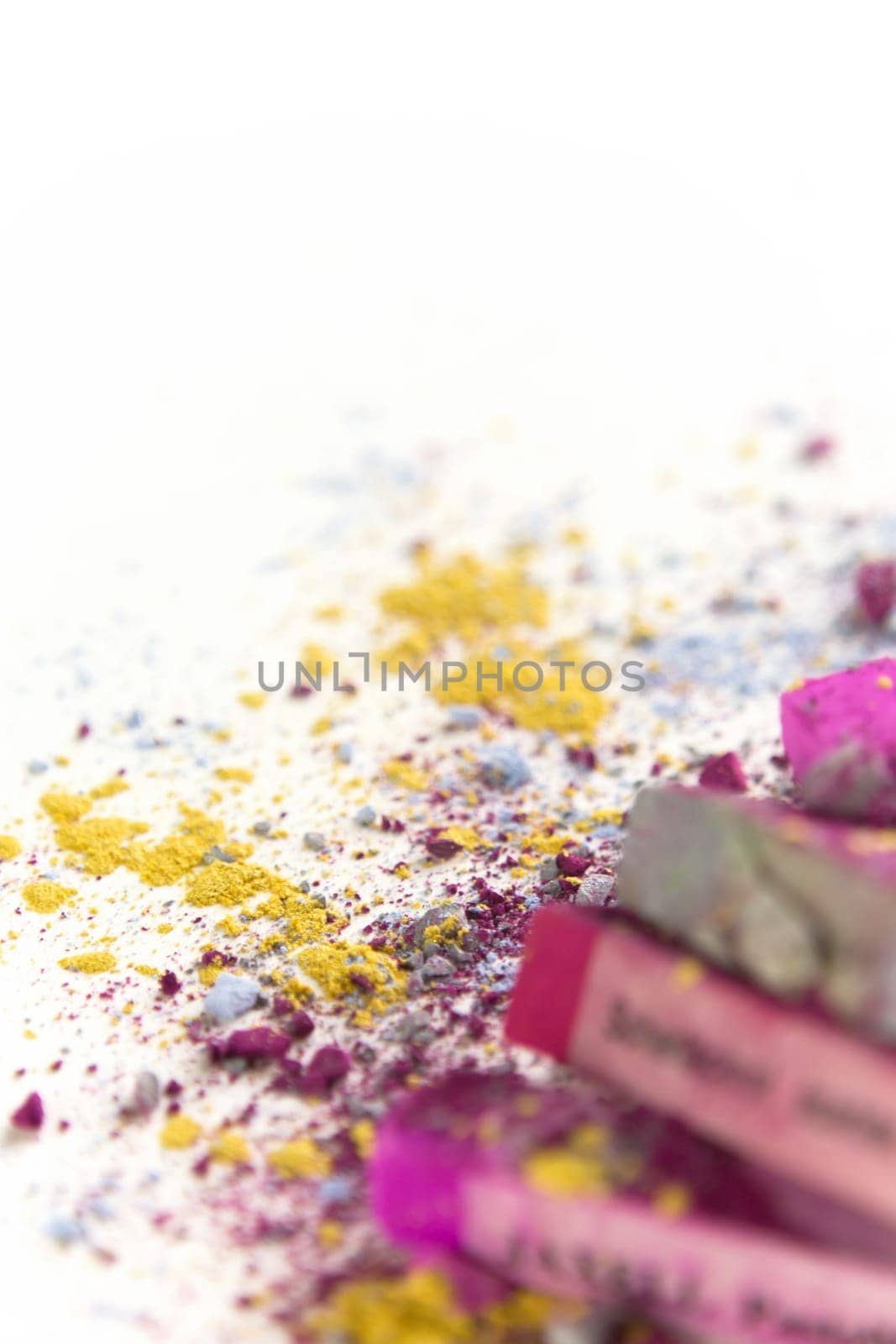 Pastel chalk pieces in different colors,used in a heap