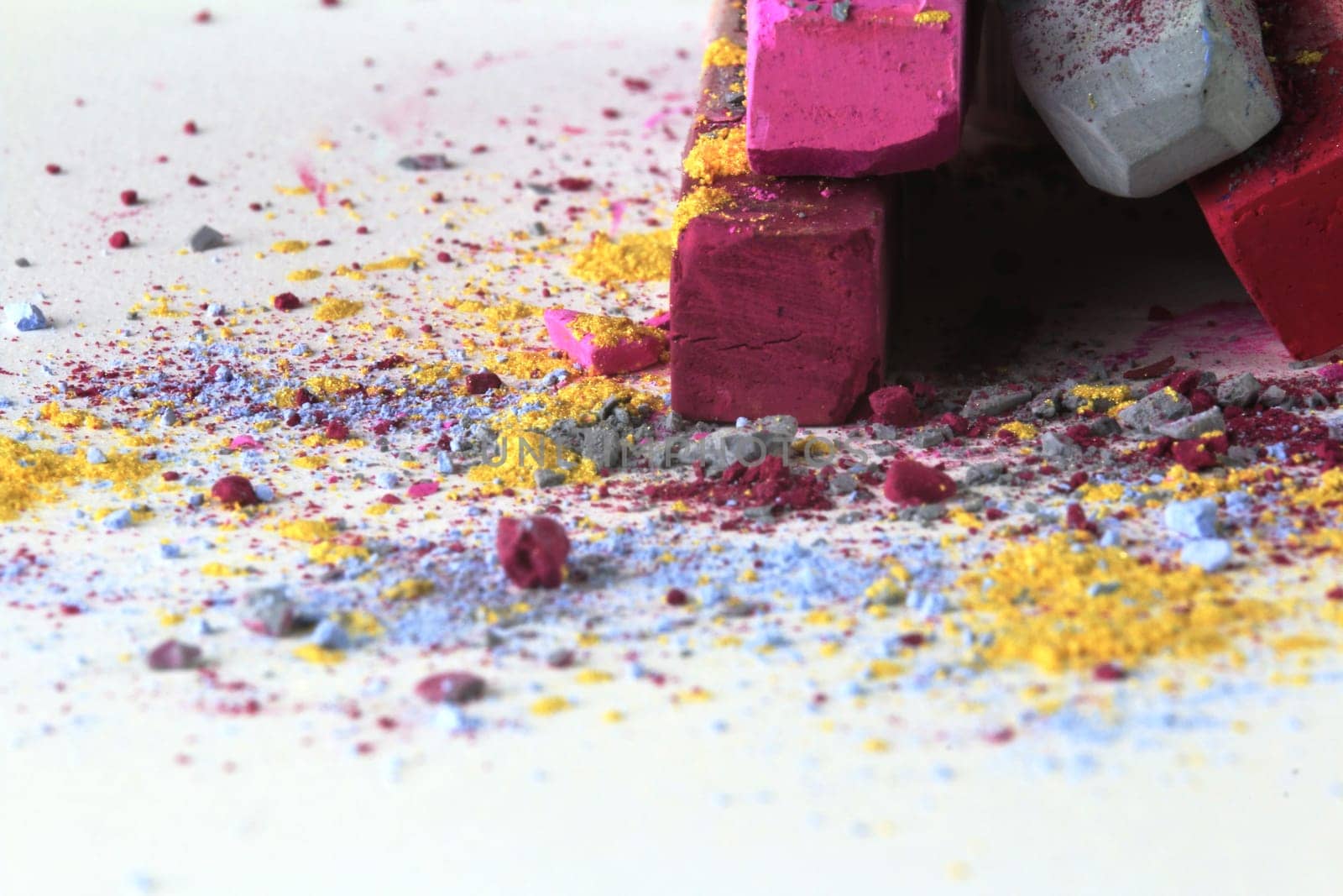 Pastel chalk pieces in different colors,used in a heap