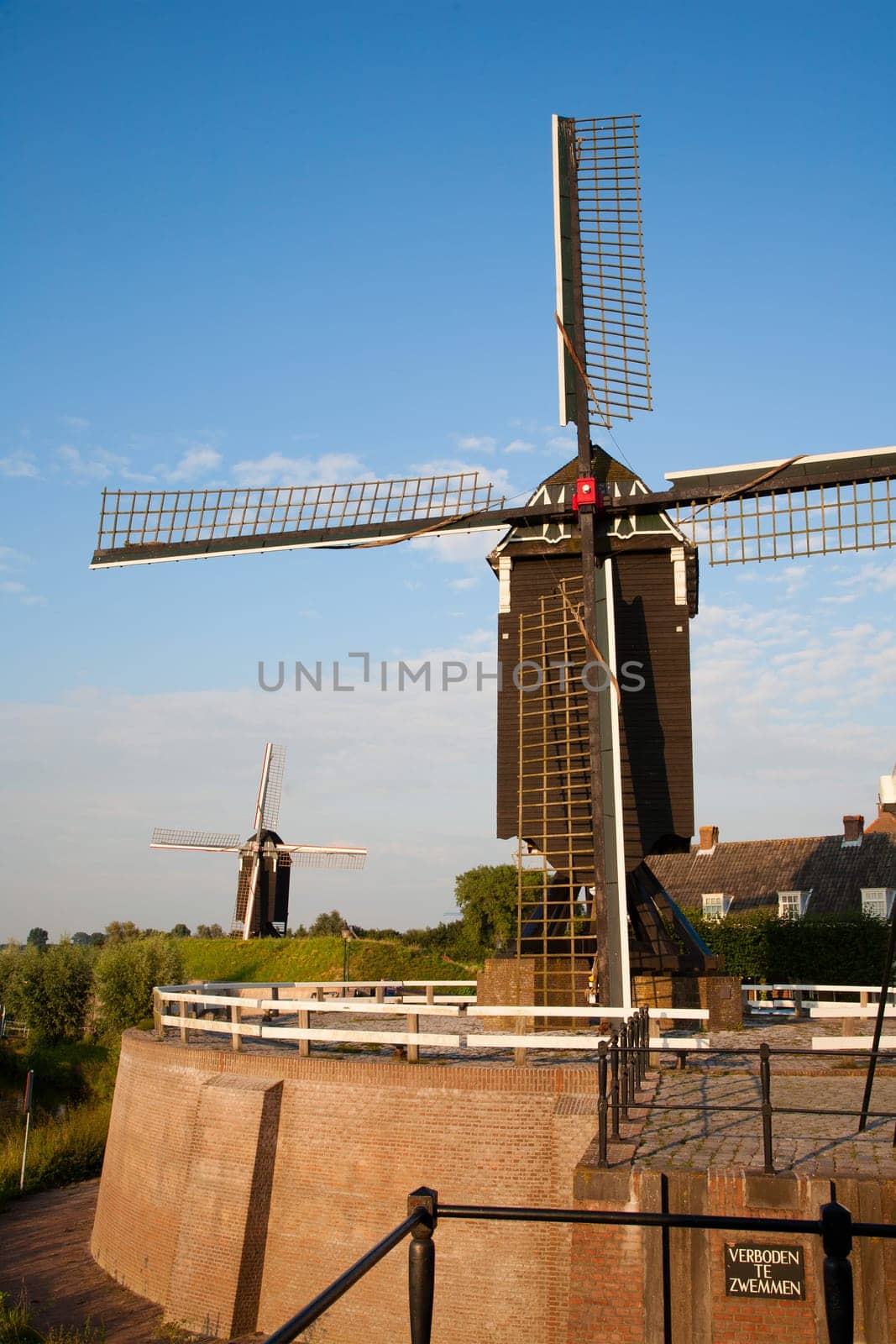 Windmills in Heusden  a fortified town in the Netherlands.