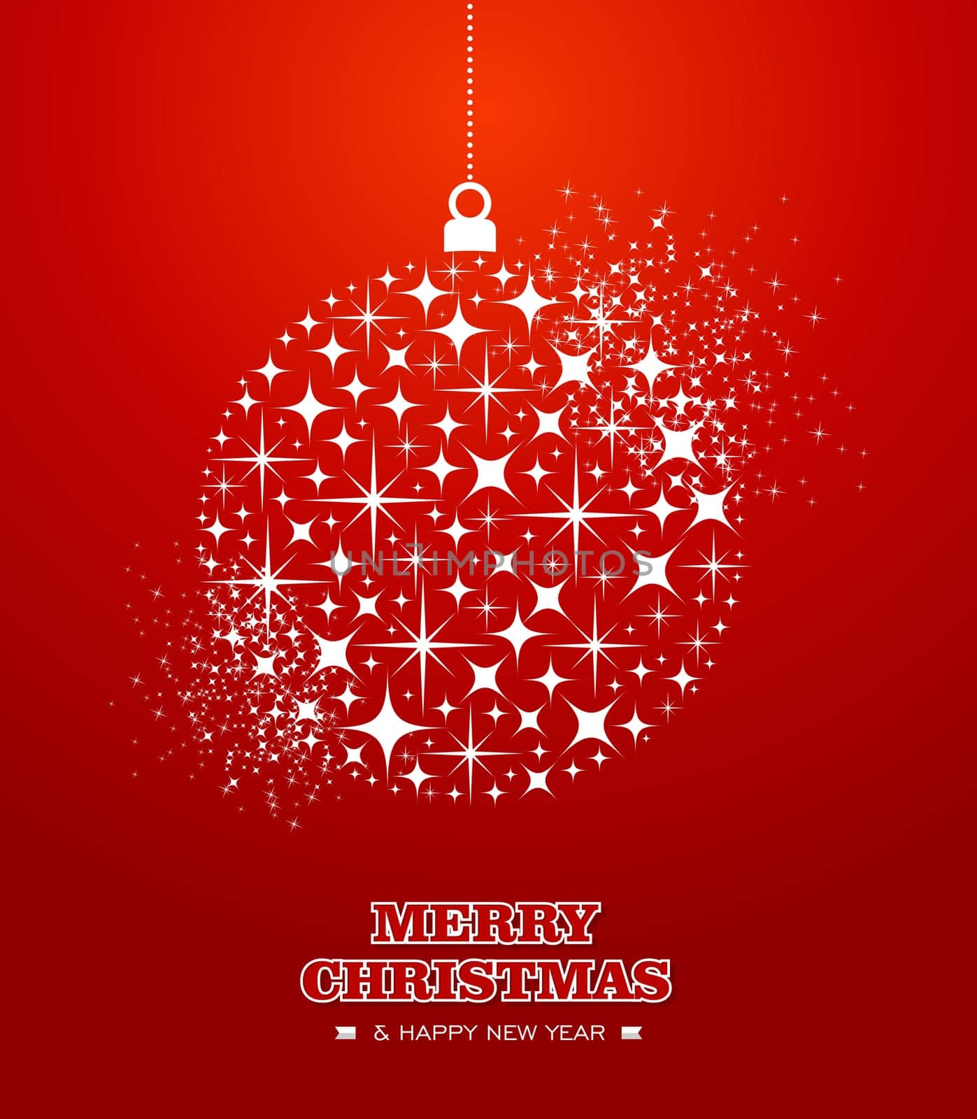 Merry Christmas and Happy New Year 2014 contemporary hanging bauble stars composition card. EPS10 vector file organized in layers for easy editing.