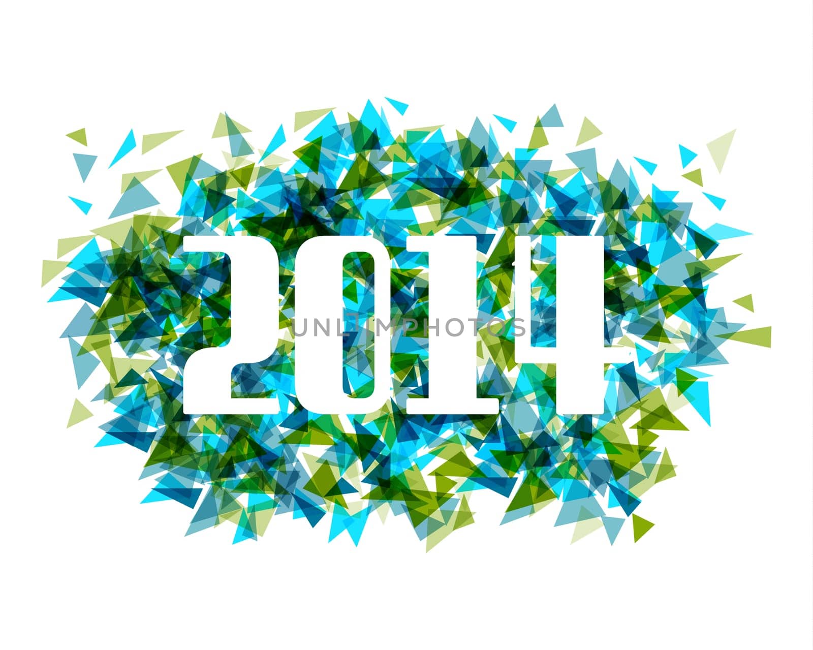 New year 2014 celebration colorful abstract triangle greeting card illustration. EPS10 vector file with transparency layers.