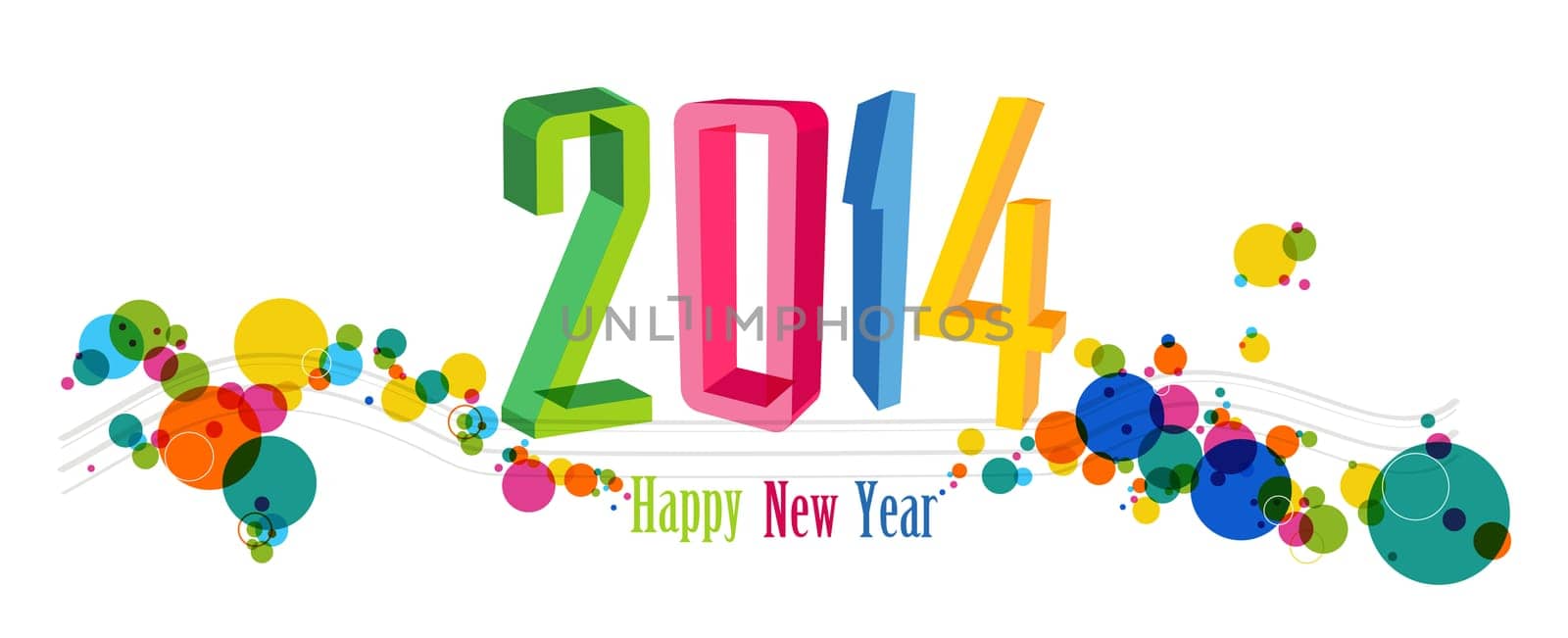 Happy new year 2014 holidays contemporary invitation card design over white background. EPS10 vector file with transparency layers.