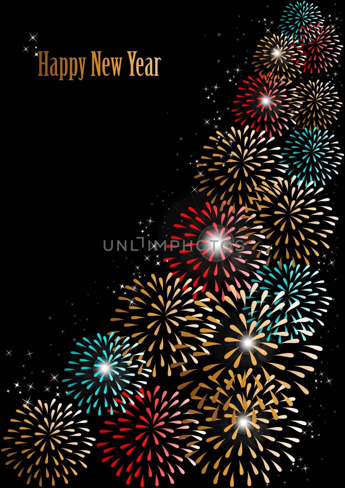Happy new year 2014 holidays fireworks greeting card background. EPS10 illustration organized in layers for easy editing.