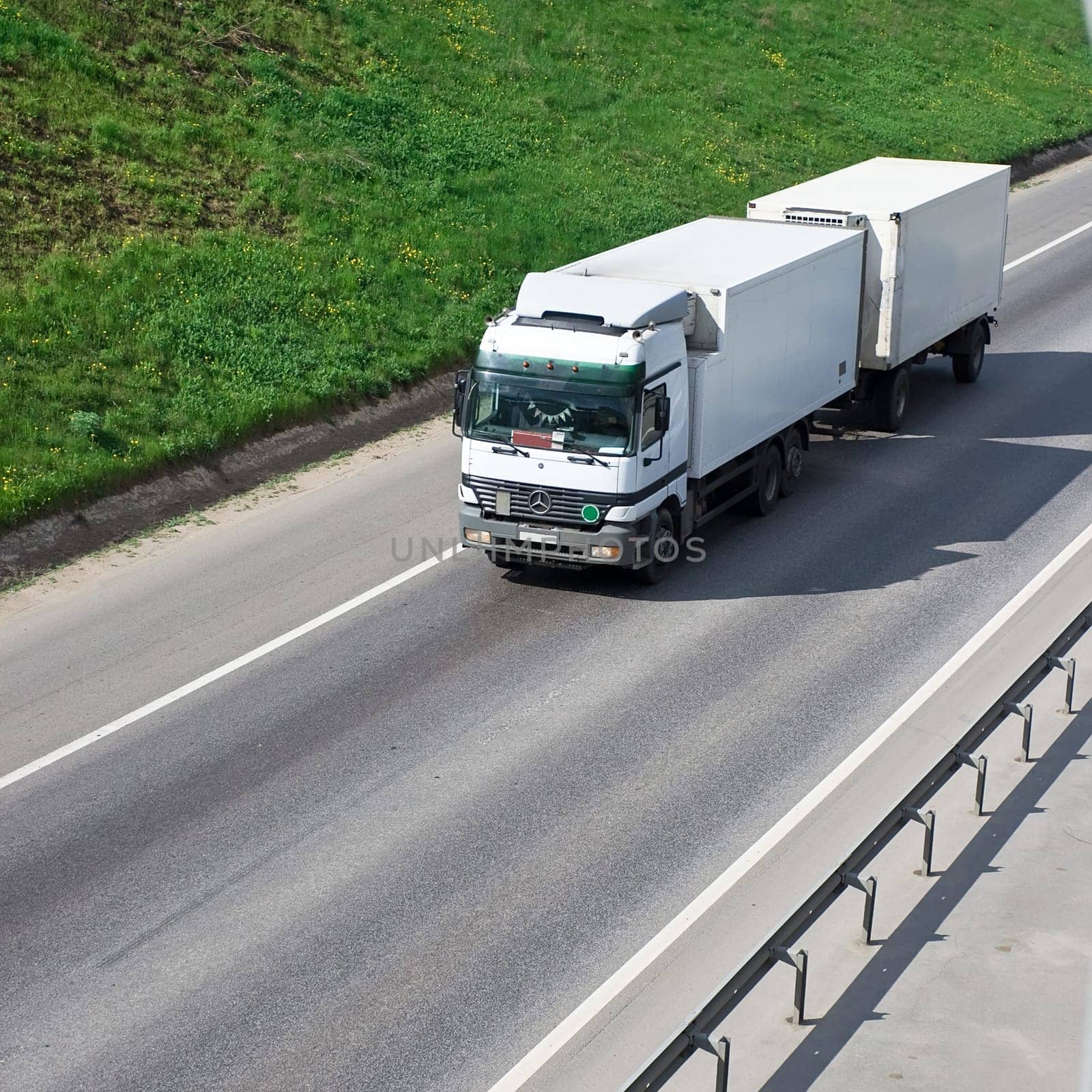 White truck on a highway