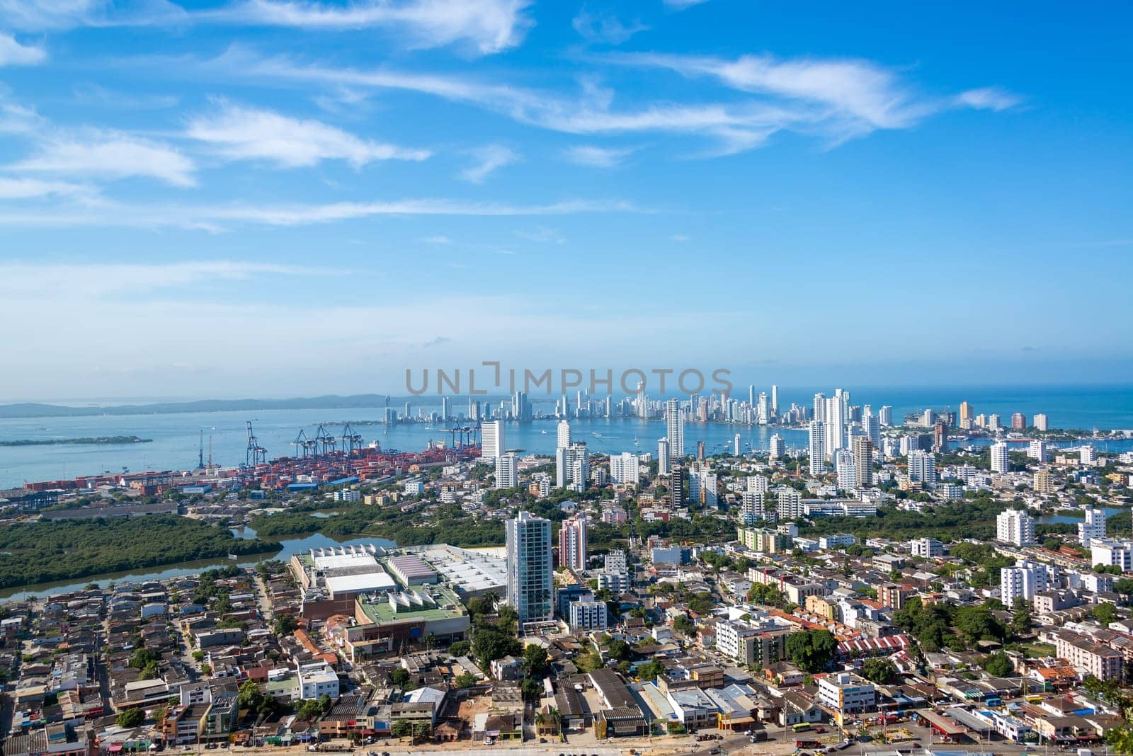 Panoramic view of the modern section of Cartagena, Colombia