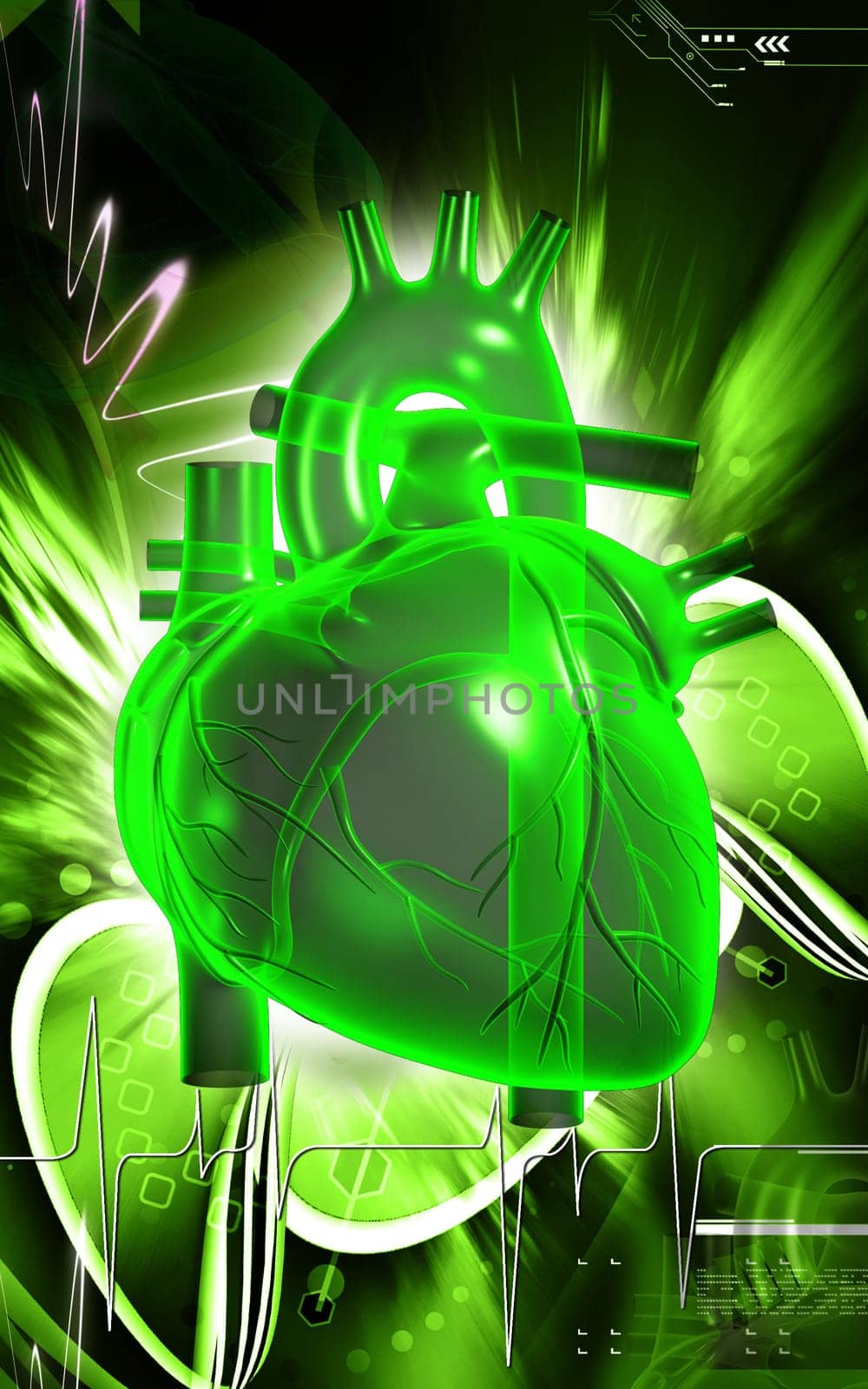 Digital illustration of heart in colour background