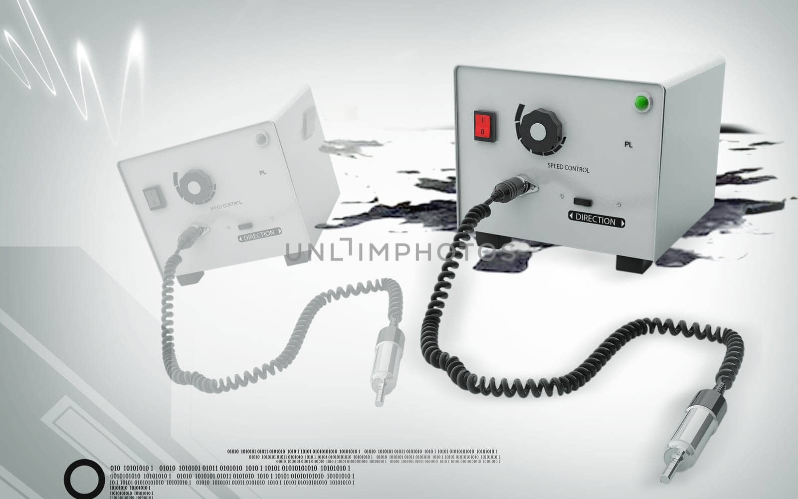 Digital illustration of Micro motor dental equipment in colour background