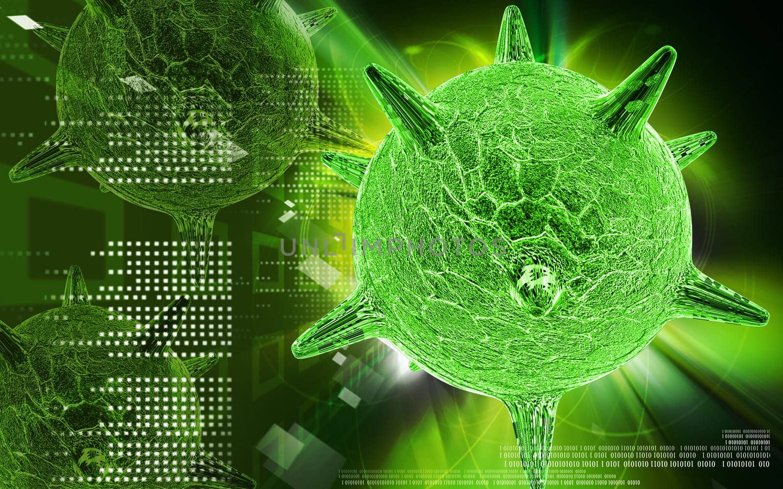Digital illustration of herpes virus in colour background