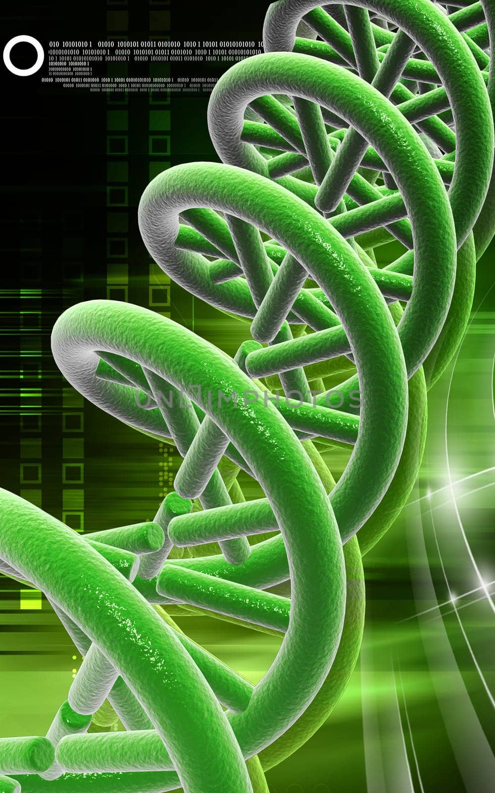Digital illustration DNA structure in colour background