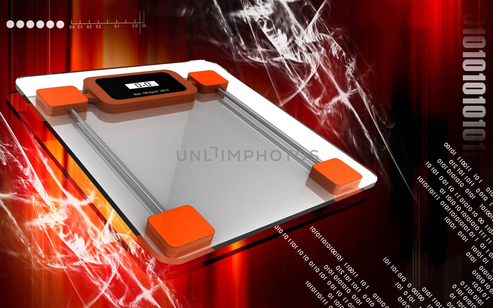 Digital illustration of weight scale in colour background