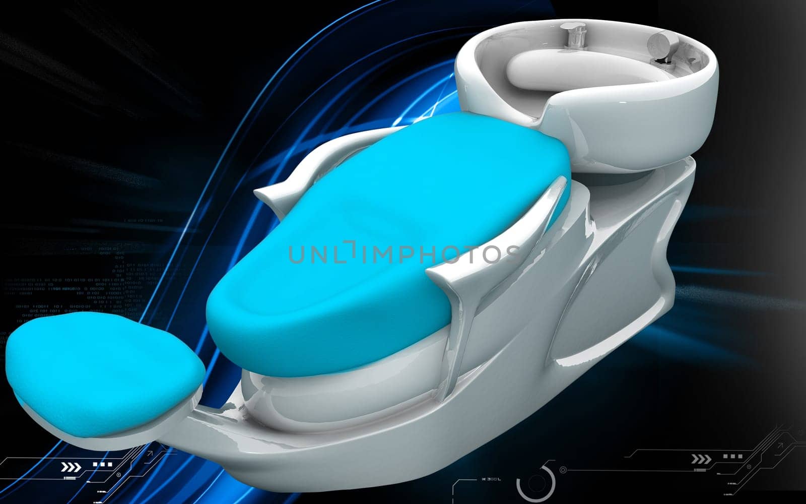 Digital illustration of Shampoo bed in colour background