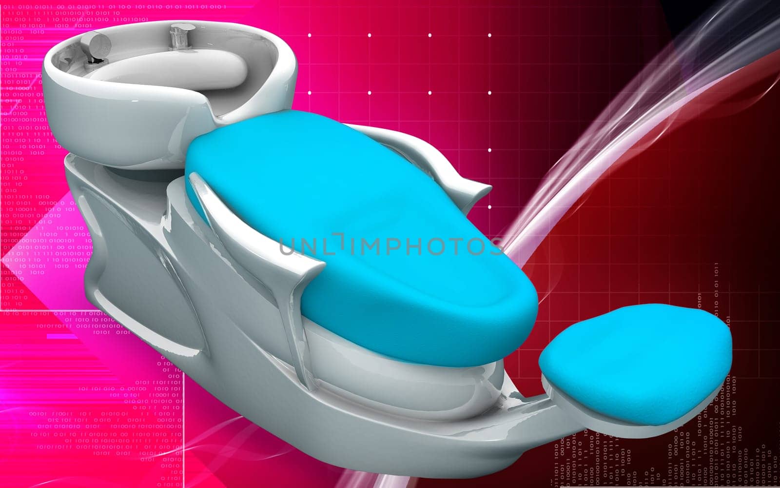 Digital illustration of Shampoo bed in colour background