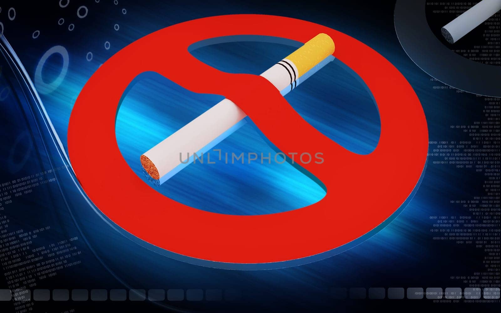 Digital illustration of No smoking in colour background
