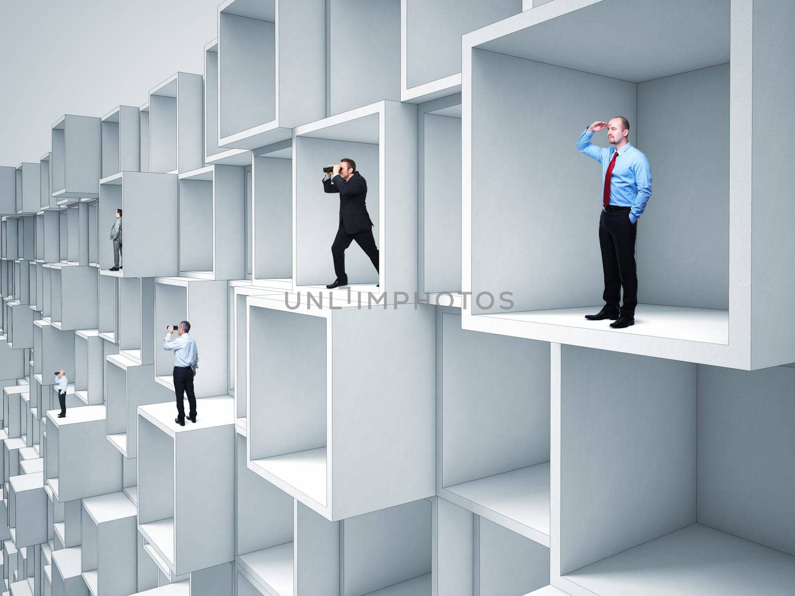 business people on abstract modern architecture