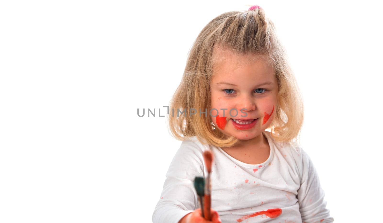 little girl with brushes