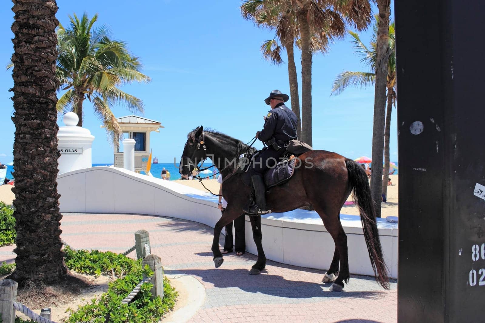 FORT LAUDERDALE, FLORIDA - APRIL 8, 2013: The Mounted Police Unit has been around locally since 1983, is very effective in crowd control, keeping the peace and may be seen more during spring break.