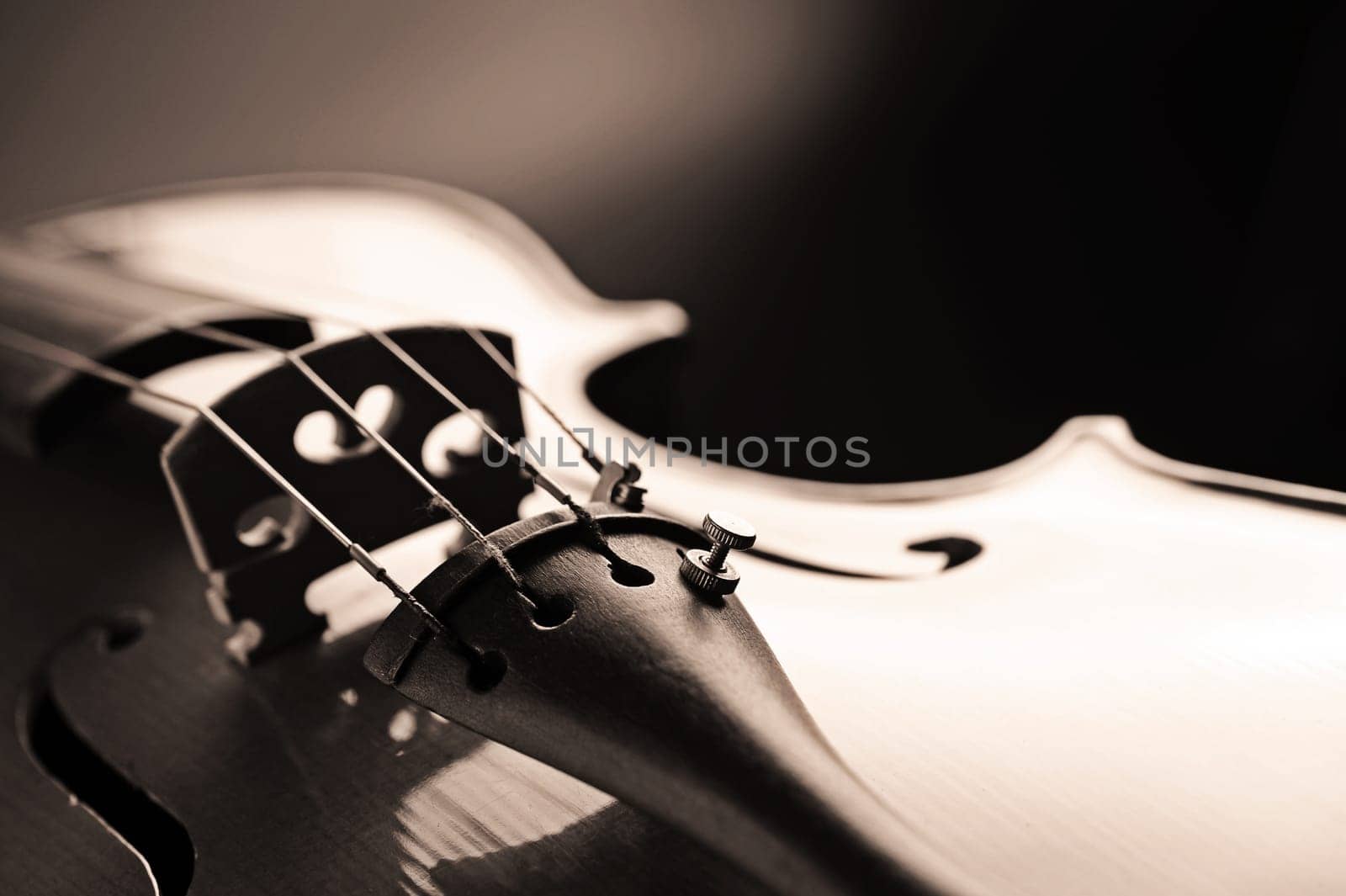 close up shot of a violin, shallow deep of field