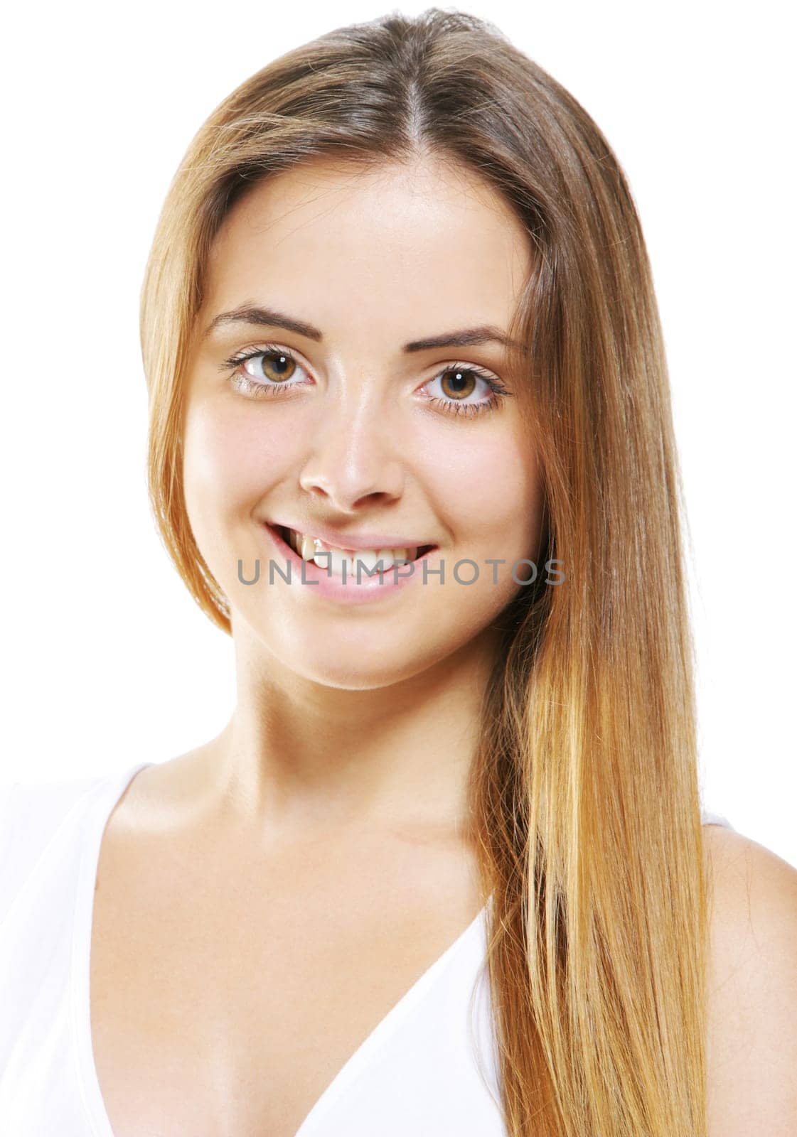 Smiling Young Woman isolated on white background