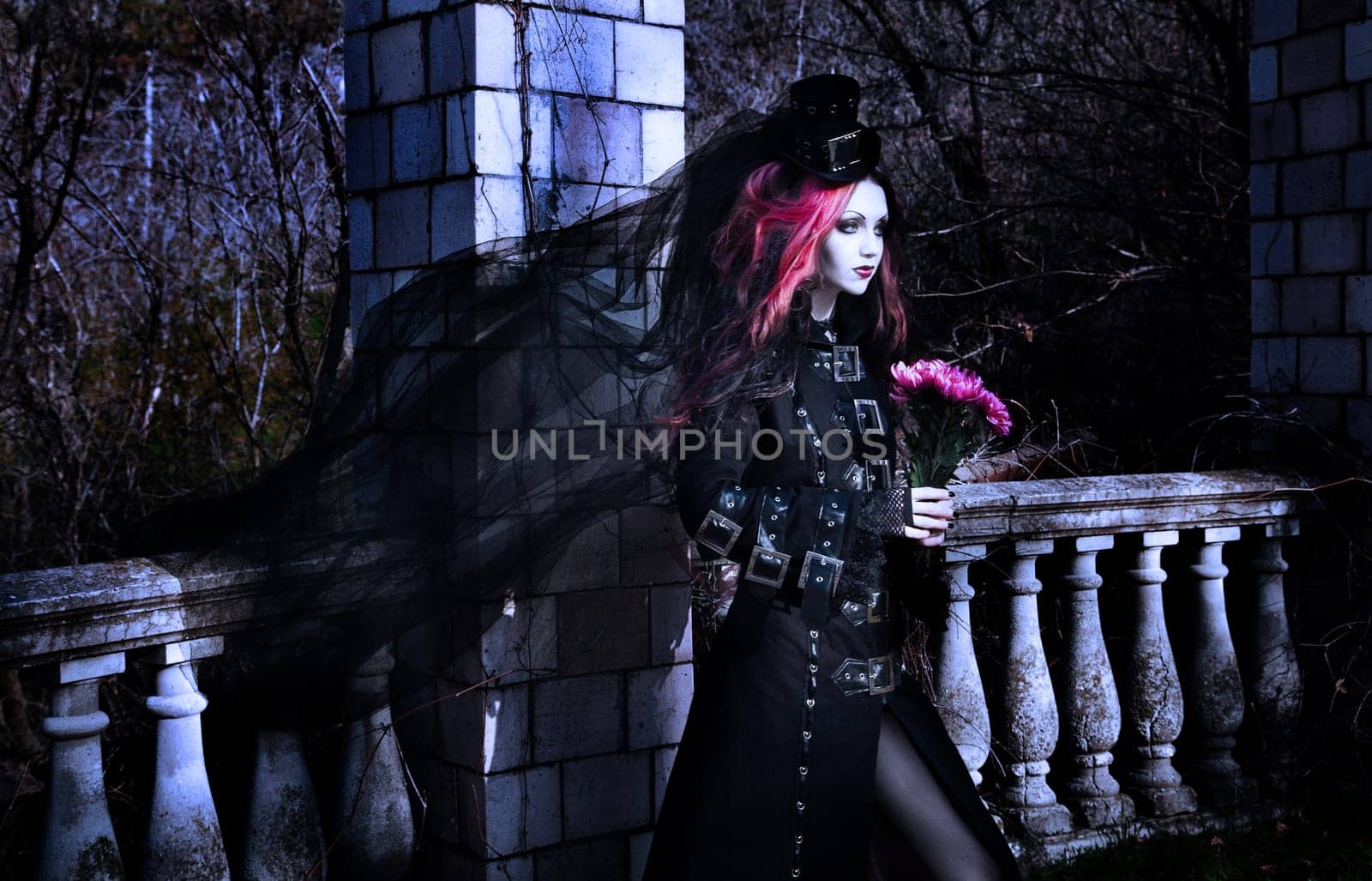 Young goth girl with a red hair