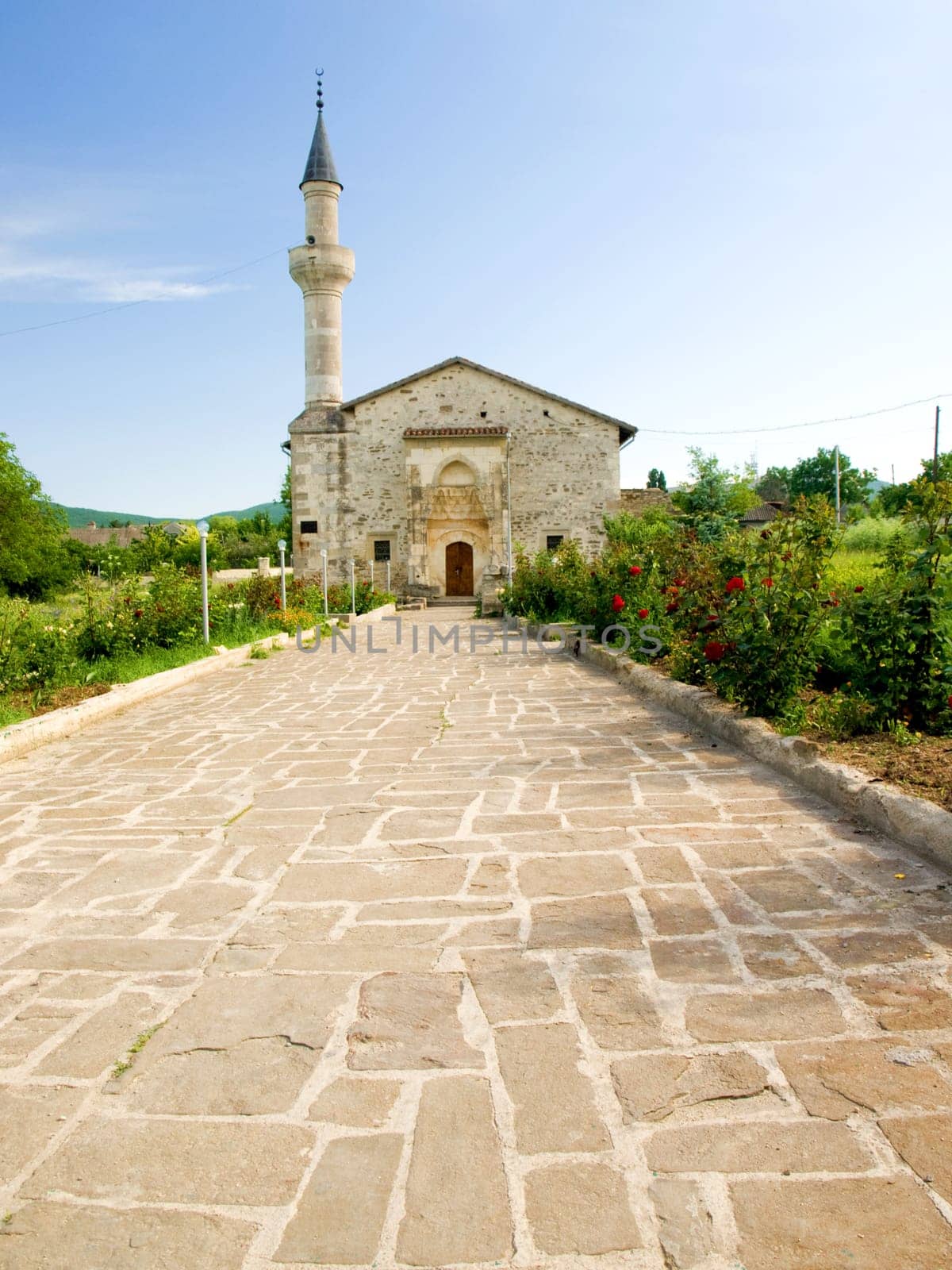 Minaret and the building of the mosque. Crimea, Ukraine