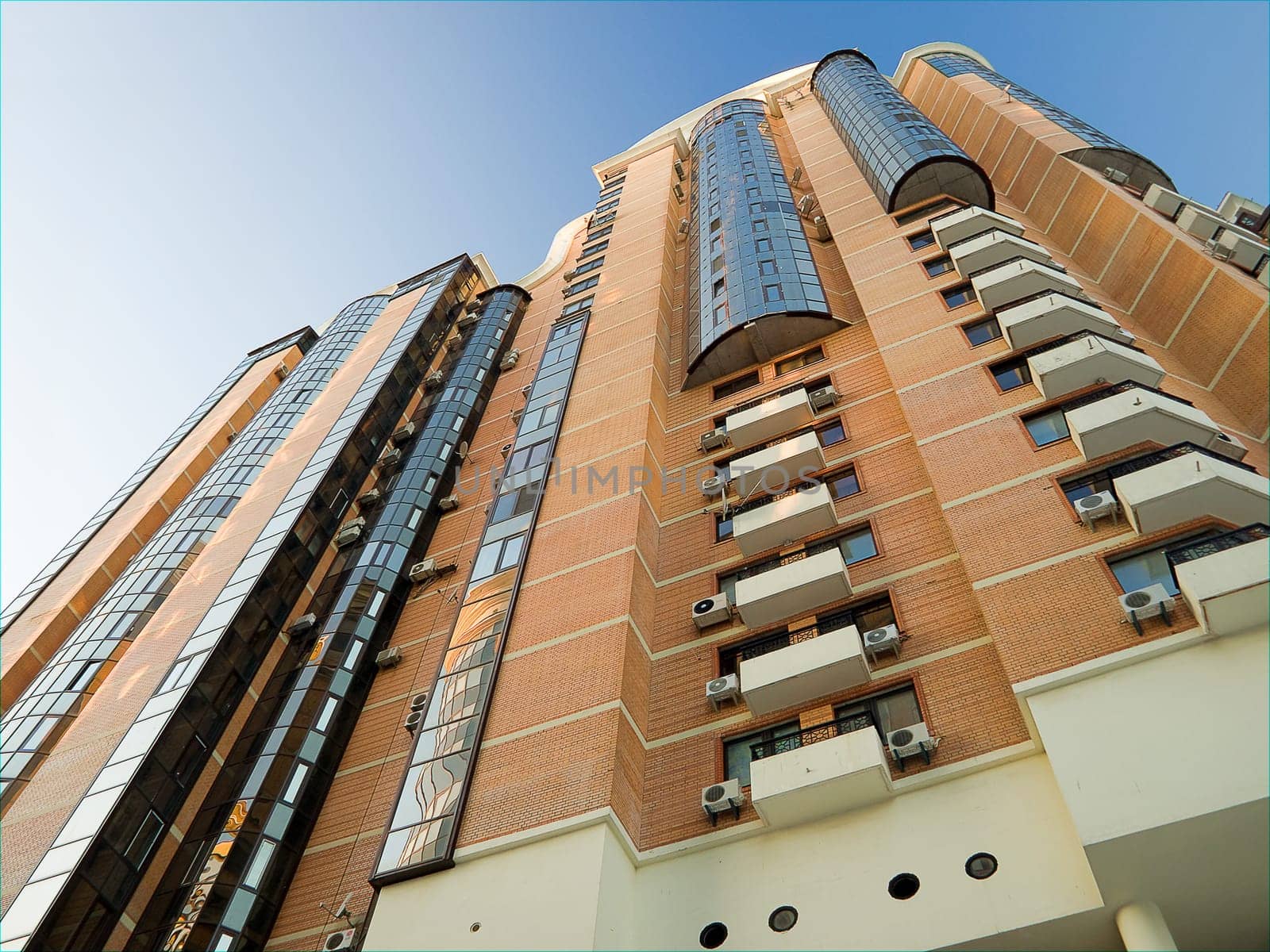 high residential building on a blue background