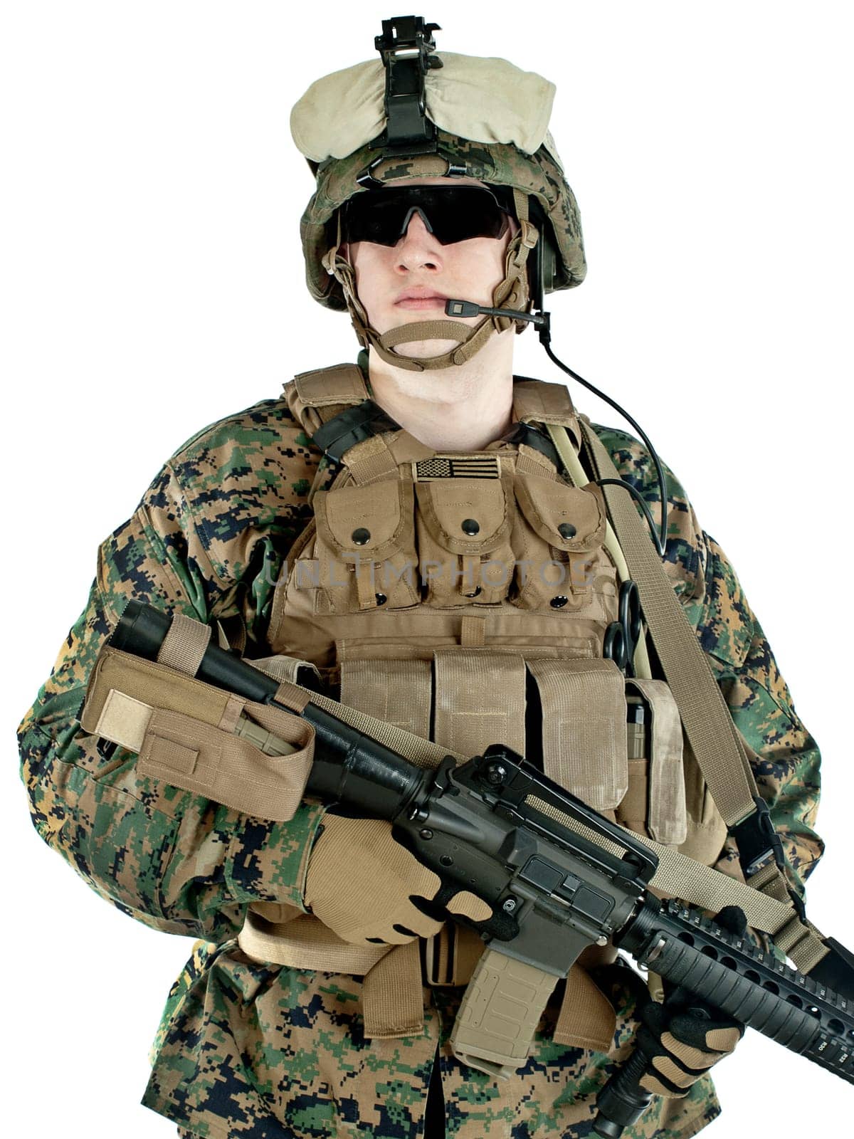 US marine in the MARPAT uniform and protective military eyewear