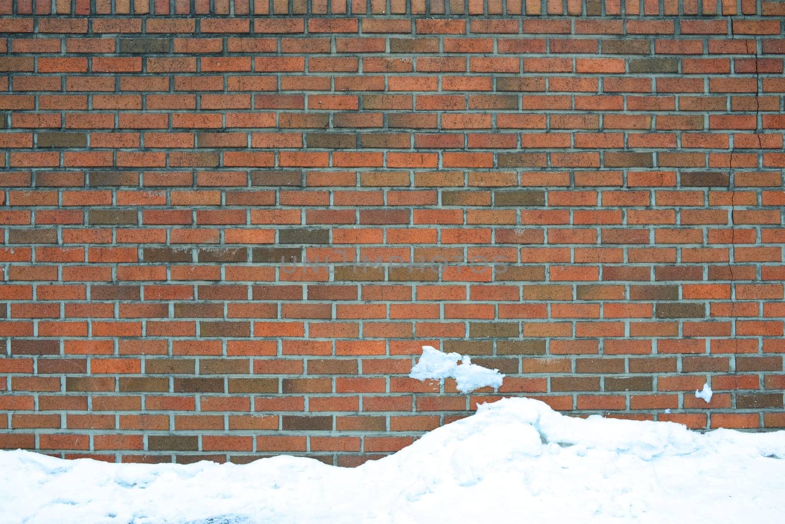 brick wall with snow