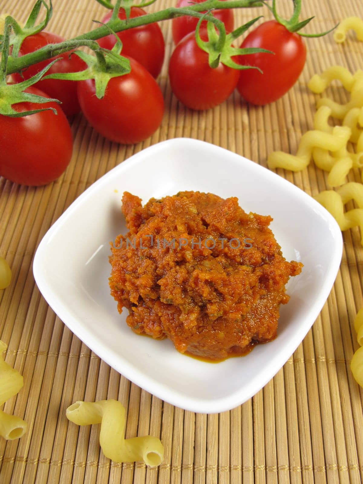 Noodles and red pesto