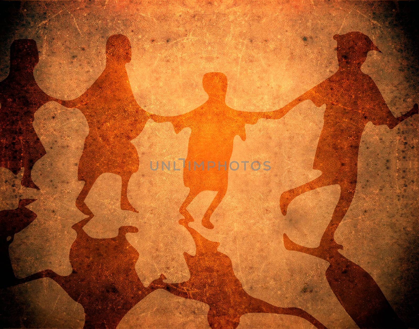four kids playng on a gruge background