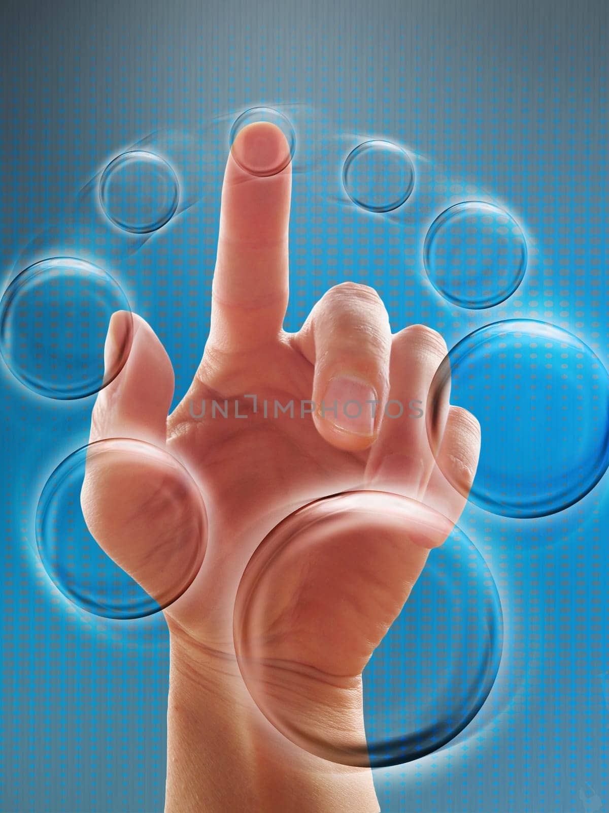 hand working with touch screen interface