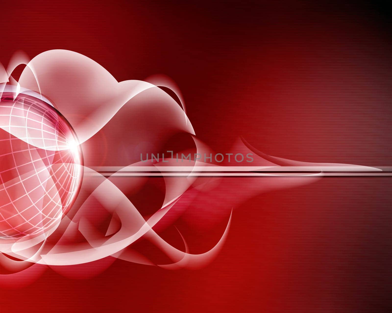 red abstract background with crystal sphere