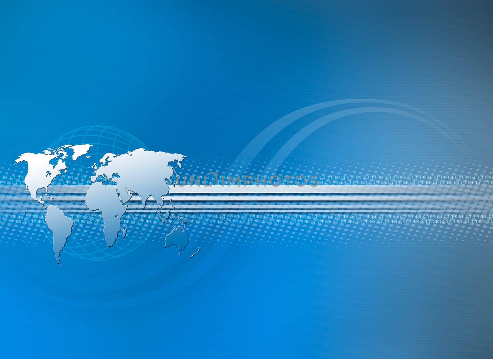 blue brochure cover with world and curve lines