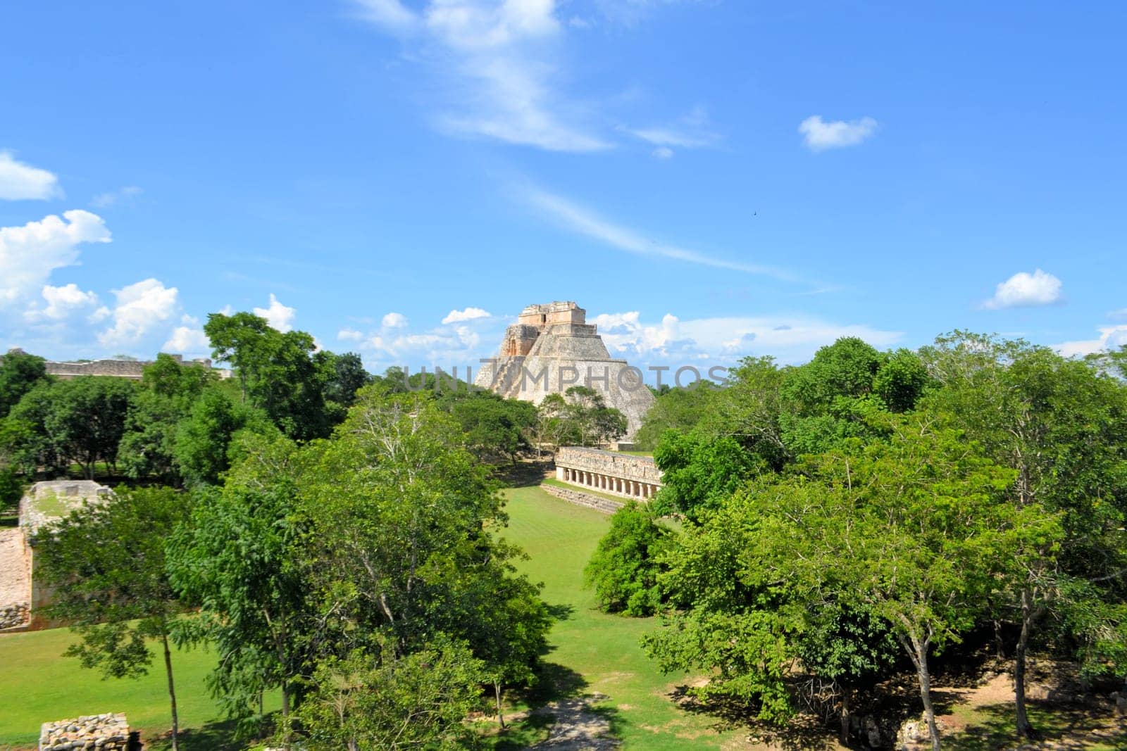 Anicent mayan pyramid of the Magician, Adivino in Uxmal, Yucatan, Mexico