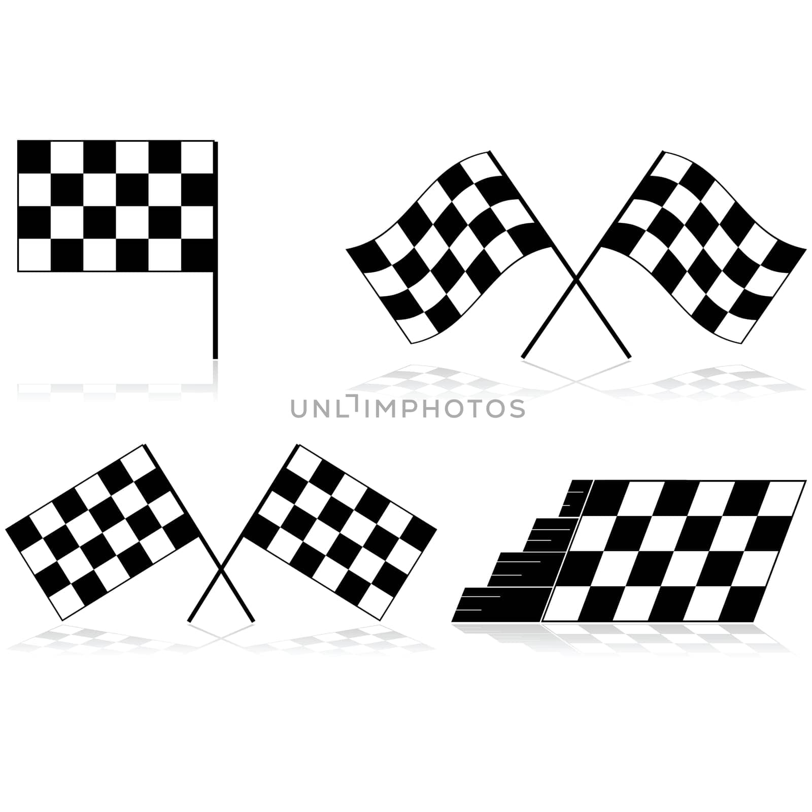 Icons showing a race checkered flag in different angles and arrangements
