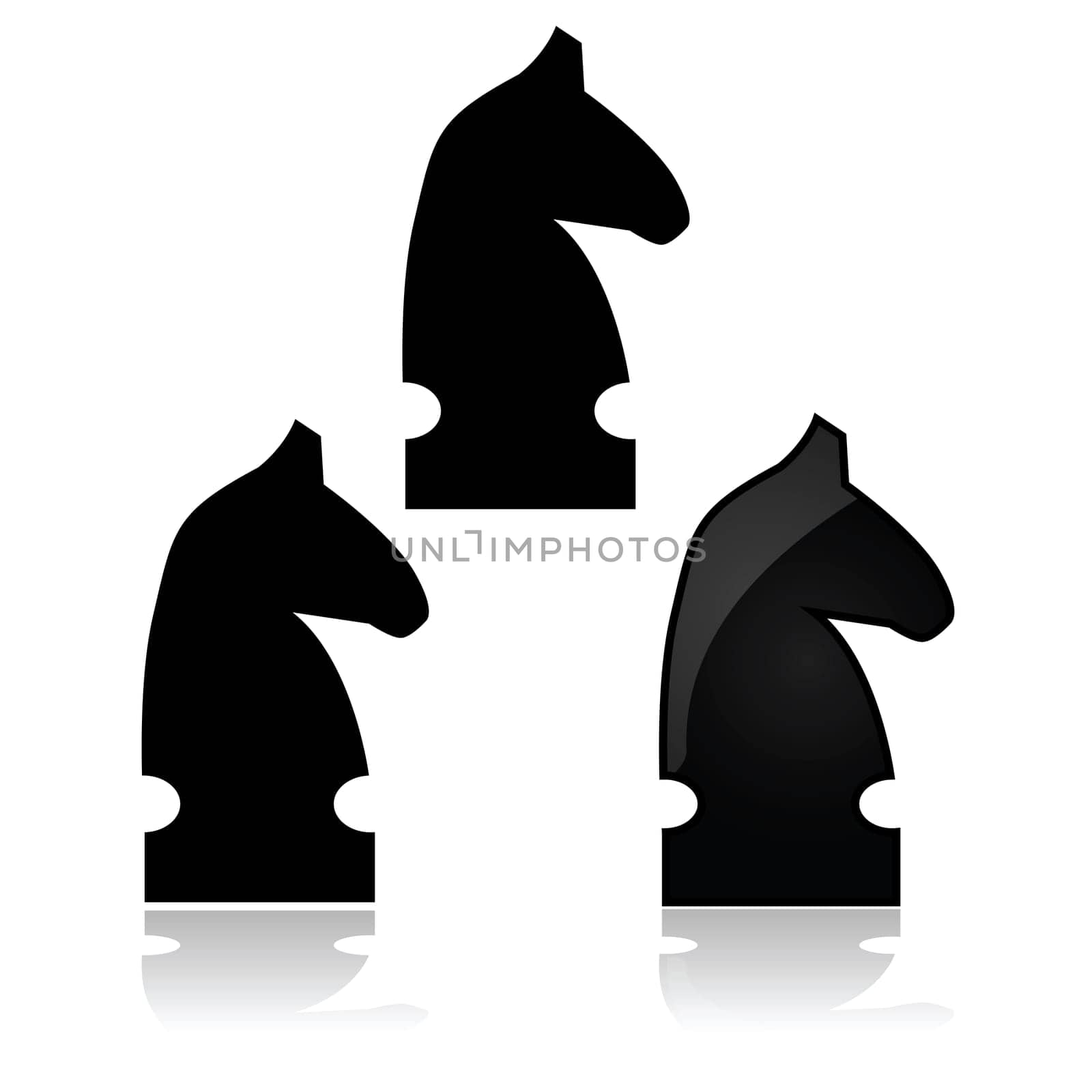 Icon showing a knight from a chess match, in different styles
