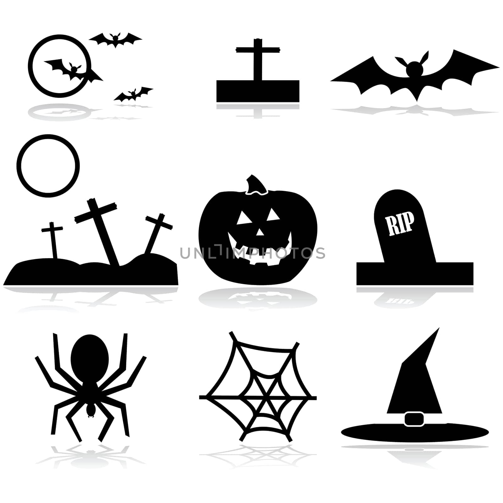Illustration set with different Halloween themed icons