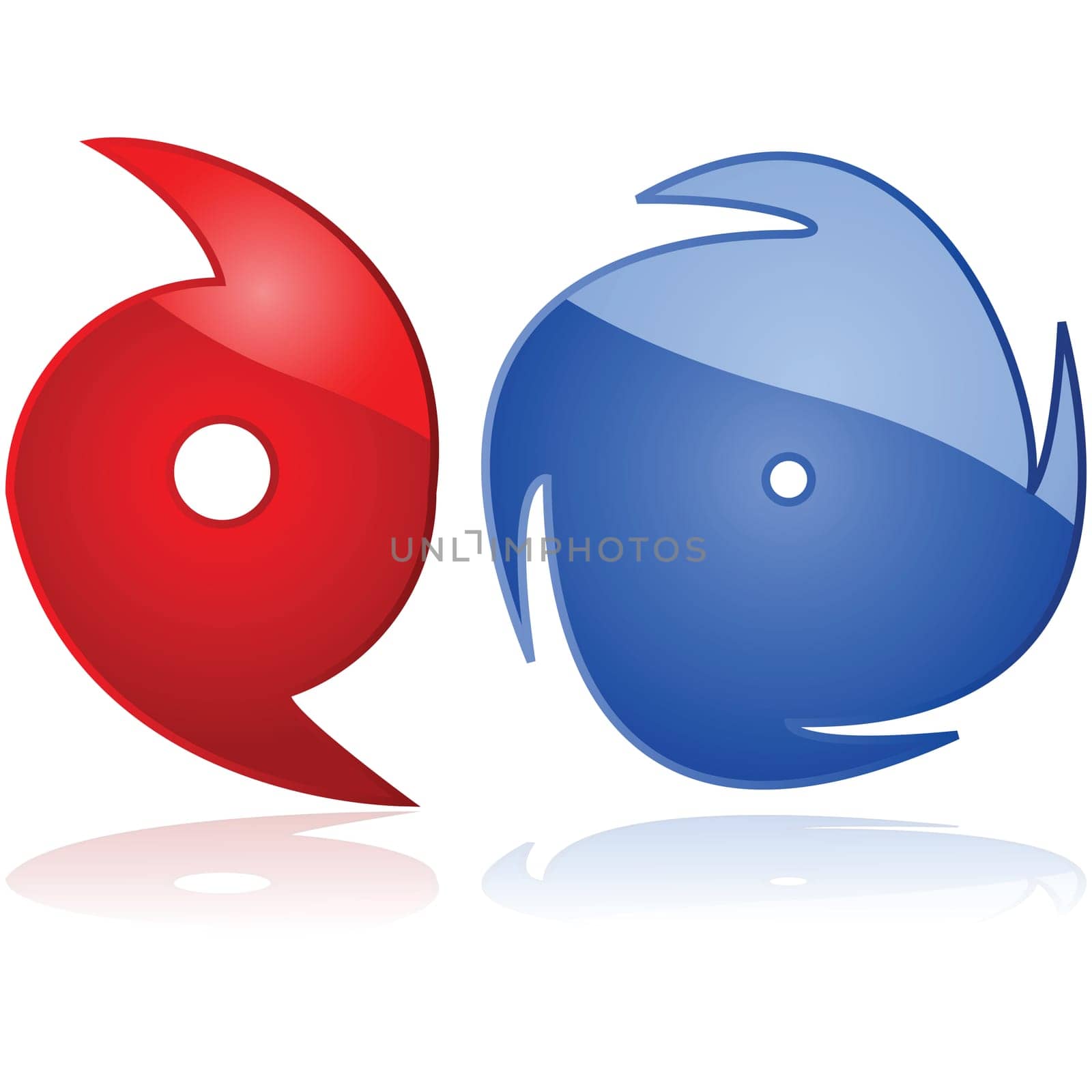 Set of two weather icons representing hurricanes or typhoons