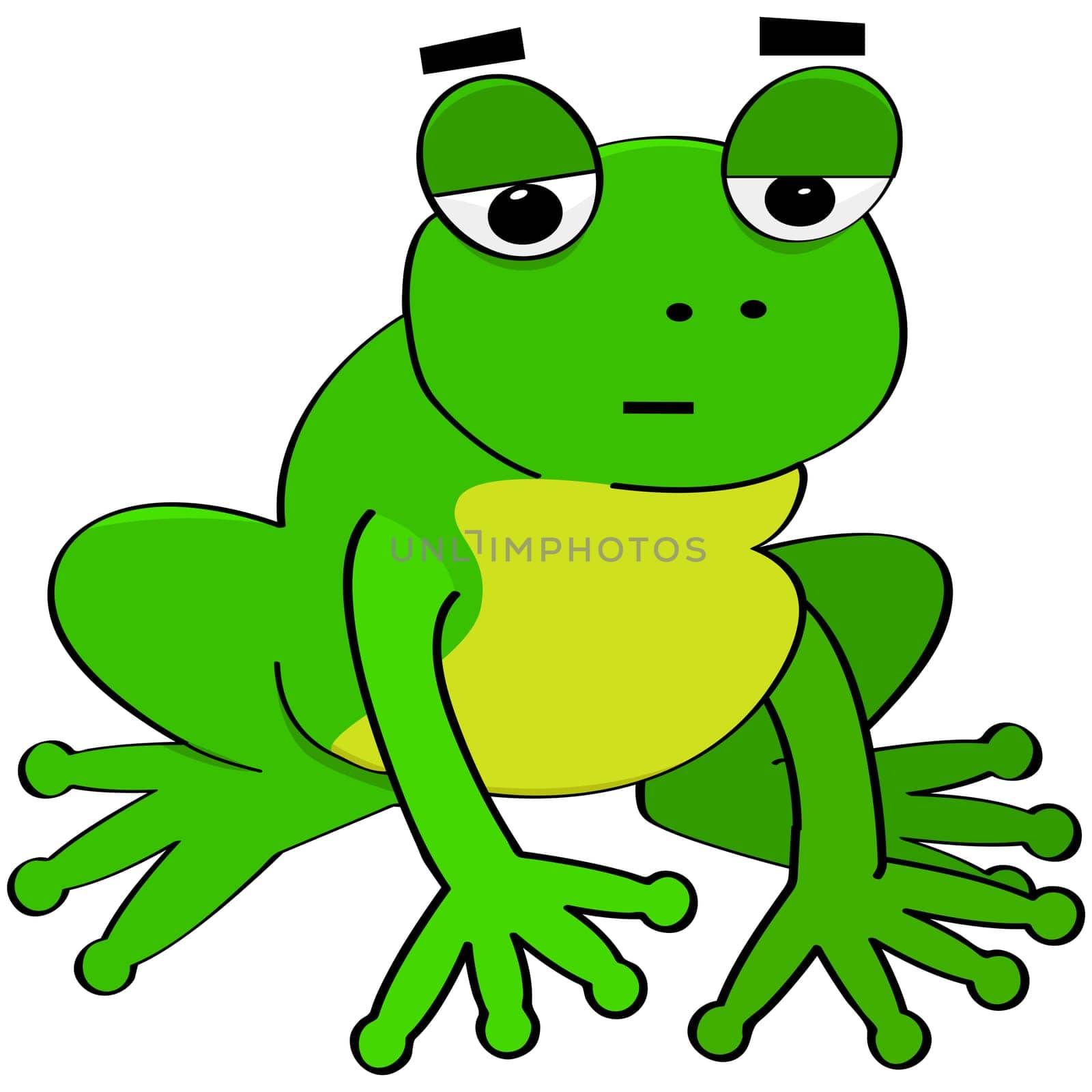 Cartoon illustration showing a frog that looks bored