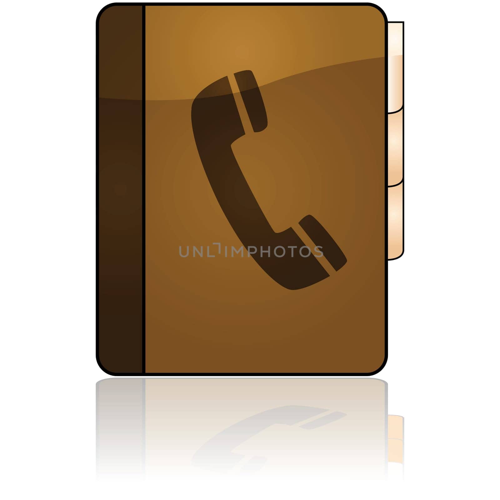 Glossy illustration of a leather bound phonebook