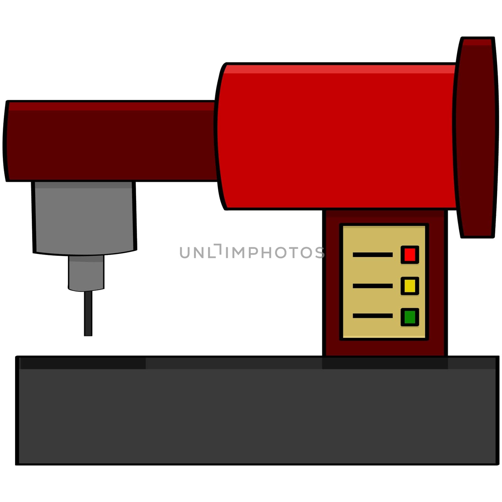 Cartoon illustration showing a red sewing machine