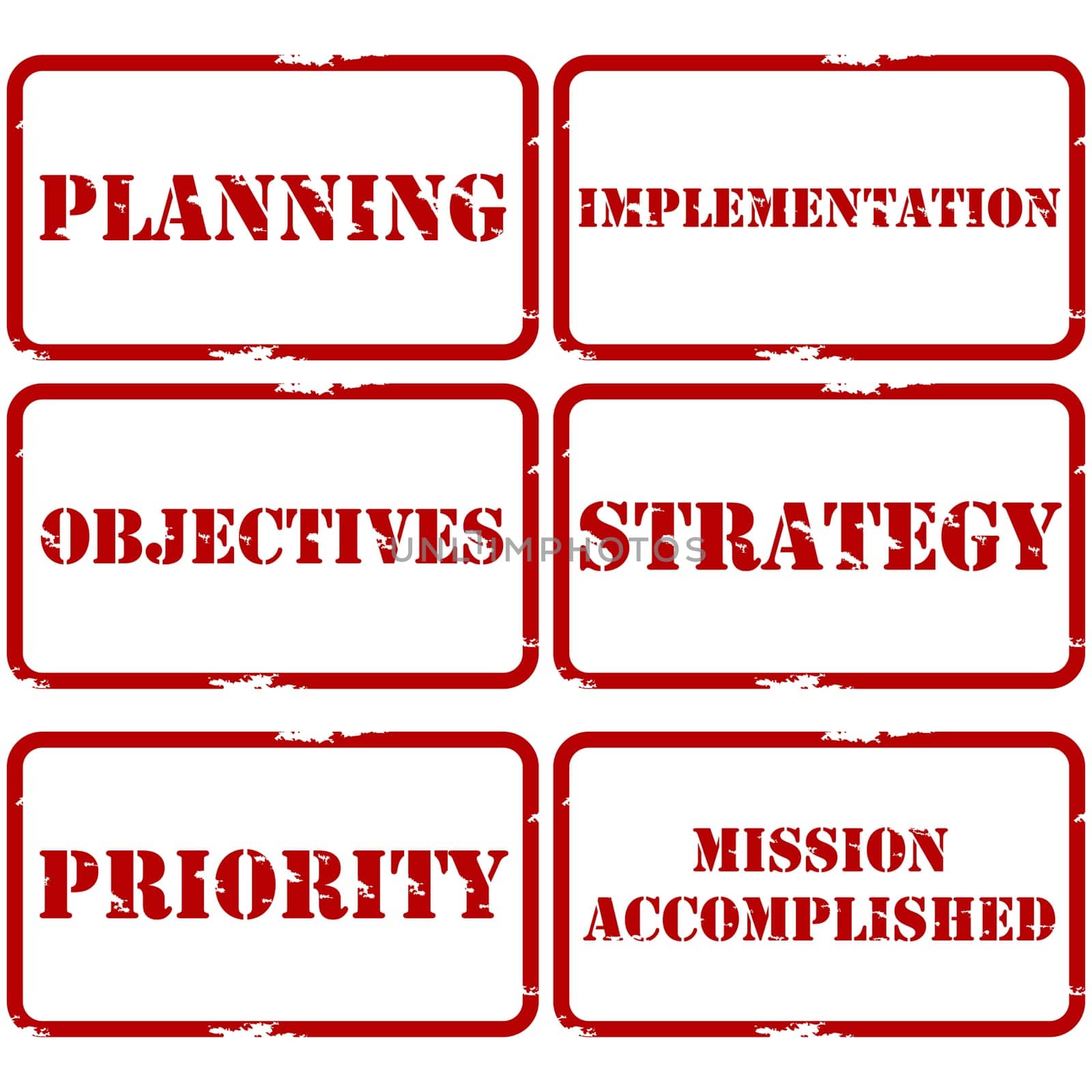 Series of stamps that can be used for strategic planning presentations and documents