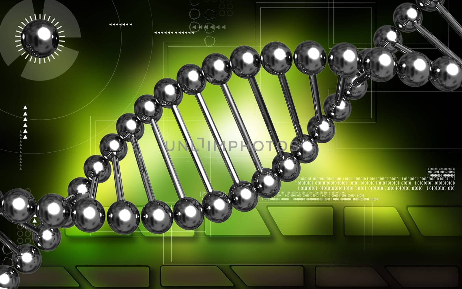 Digital illustration DNA structure in colour background