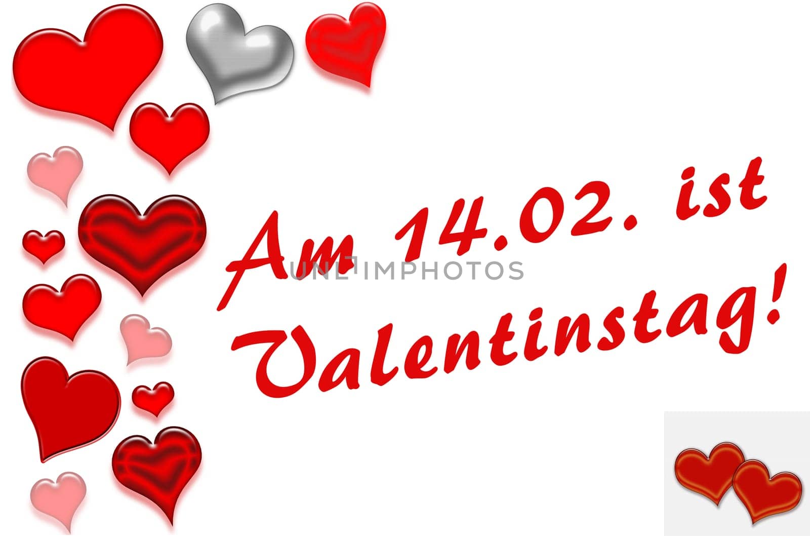 red hearts text on 14.02. is Valentine's Day red