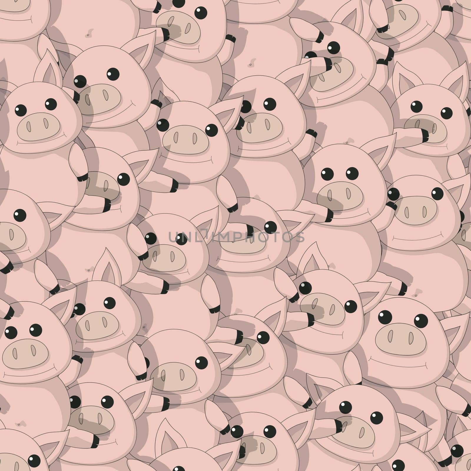 Seamless pattern design with funny pigs