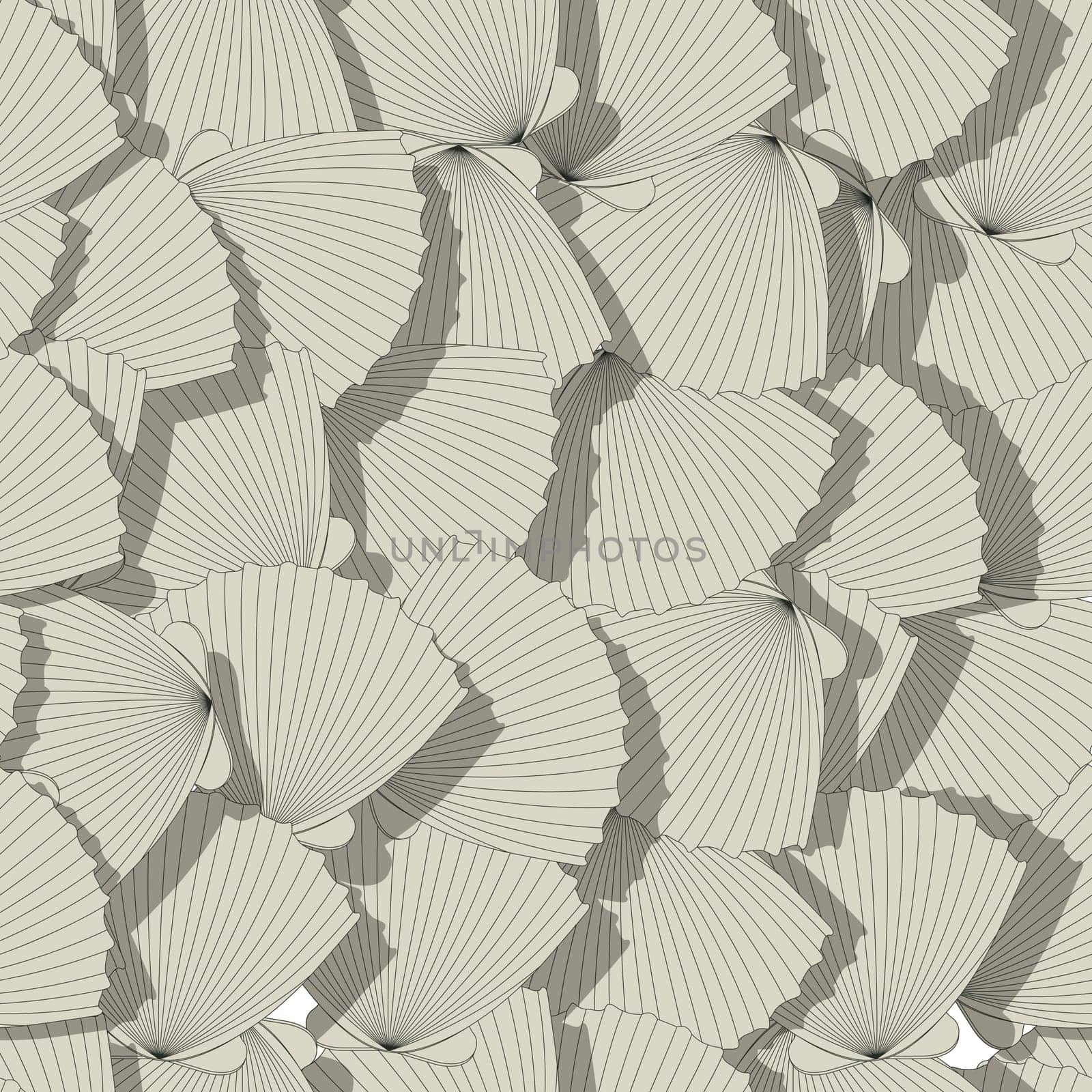 Sea shells seamless pattern, cartoon art