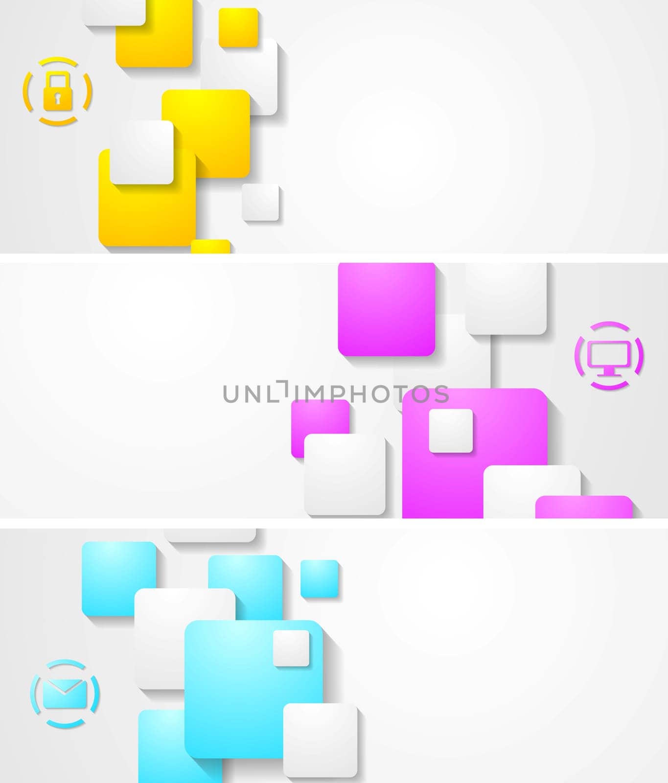 Abstract tech vector bright banners