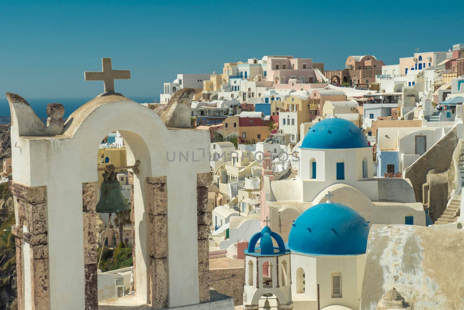 View on Oia in Santorini island, Greece.